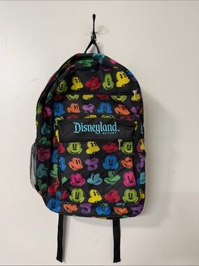Disneyland Resort Black Backpack with Multicolor Mickey Heads